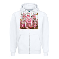 White cafecito y chisme with leopard tumbler tbs Zipper Hoodie - TumblerDesignByShophia