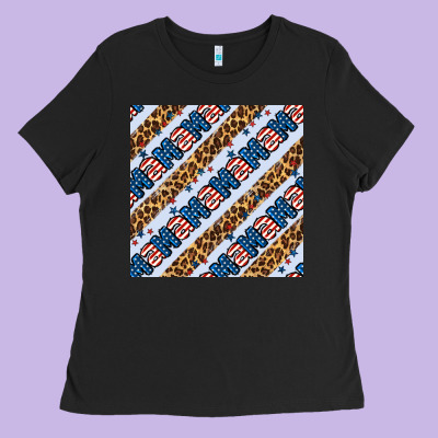 American Mama Leopard Seamless Pattern Ladies Tee Designed By Bundleandbundleshop