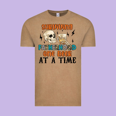 Surviving Fatherhood One Beer At A Time Vintage Tee Designed By Maliassmallbusiness