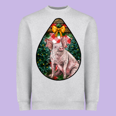 Christmas Pig Heavyweight Sweatshirt Designed By Lillyallendesigns