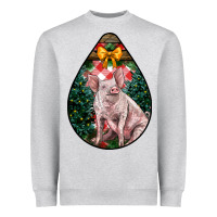 Heather Grey christmas pig Heavyweight Sweatshirt - LillyAllenDesigns