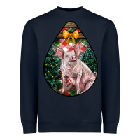 Navy christmas pig Heavyweight Sweatshirt - LillyAllenDesigns