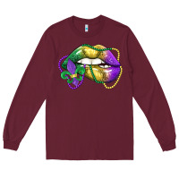 Burgundy mardi gras lips Long Sleeve Tee - LillyAllenDesigns