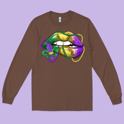 Mardi Gras Lips Long Sleeve Tee Designed By Lillyallendesigns
