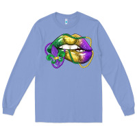 Colony Blue mardi gras lips Long Sleeve Tee - LillyAllenDesigns