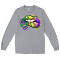 Heather Grey mardi gras lips Long Sleeve Tee - LillyAllenDesigns