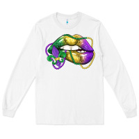 White mardi gras lips Long Sleeve Tee - LillyAllenDesigns