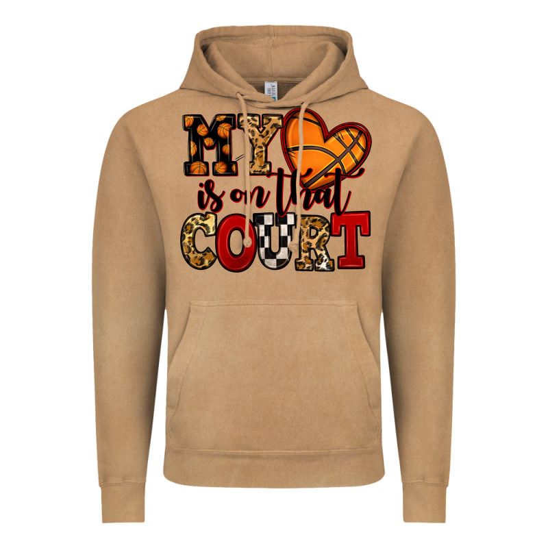 My Heart Is On That Court Basketball Red And Black Vintage Hoodie by NancyCooperArtShop | Teevron