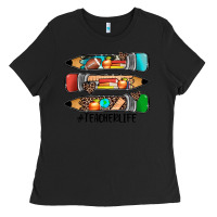 Black #teacherlife pencils Ladies Tee - JahusDesignShop