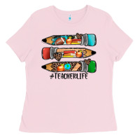 Bubblegum Pink #teacherlife pencils Ladies Tee - JahusDesignShop