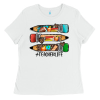 White #teacherlife pencils Ladies Tee - JahusDesignShop