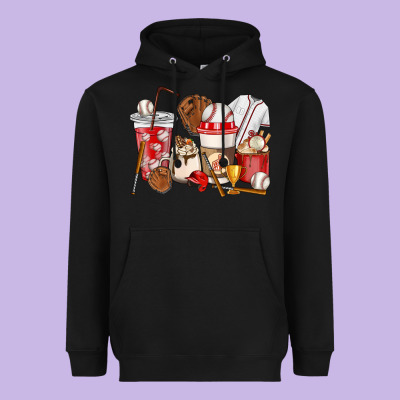 Baseball Coffee Cups Heavyweight Hoodie Designed By Howdyjamesfarm