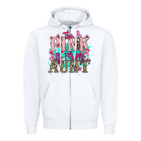 White The pink is for my Aunt Cancer Awareness Zipper Hoodie - HowdyJamesFarm