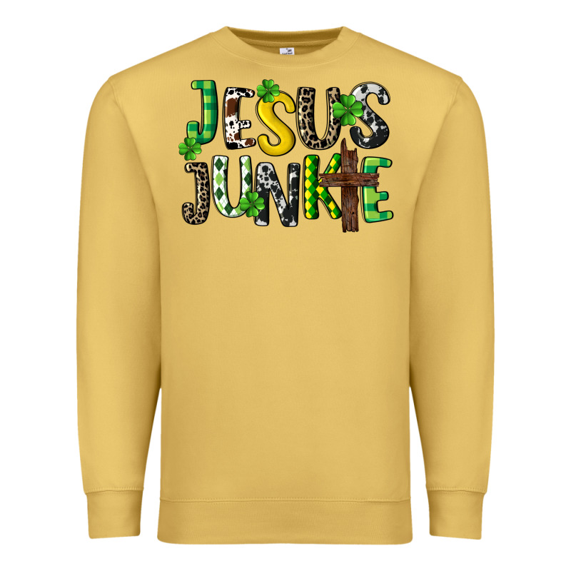 Jesus Junkie St. Patrick's Premium Sweatshirt by CowGirlArtShop | Teevron