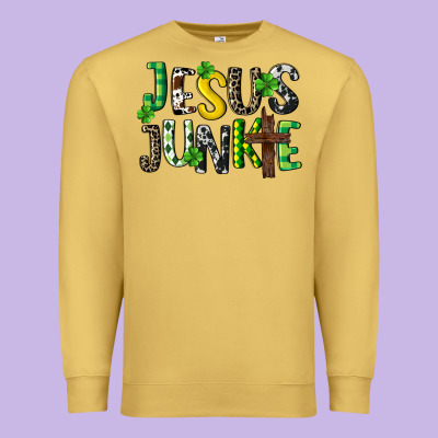 Jesus Junkie St. Patrick's Premium Sweatshirt Designed By Cowgirlartshop