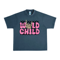 Midnight Navy wild child pink skeleton Urban Heavy Tee - MaliasSmallBusiness