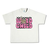 Pistachio wild child pink skeleton Urban Heavy Tee - MaliasSmallBusiness