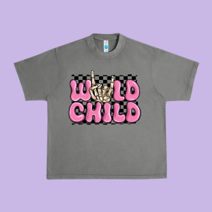 Wild Child Pink Skeleton Urban Heavy Tee Designed By Maliassmallbusiness
