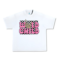 White wild child pink skeleton Urban Heavy Tee - MaliasSmallBusiness