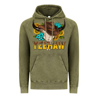 Vintage Olive yeehaw bull skull Vintage Hoodie - NancyCooperArtShop