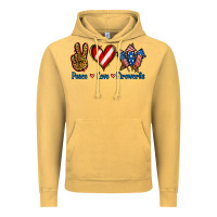 Vintage Mustard Peace Love Fireworks Vintage Hoodie - Jasminsmagicworld