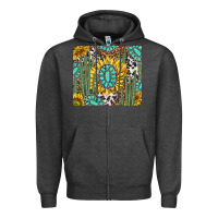 Charcoal Heather western cactus with sunflowers and turquoise tumbler tbs Zipper Hoodie - TumblerDesignByShophia