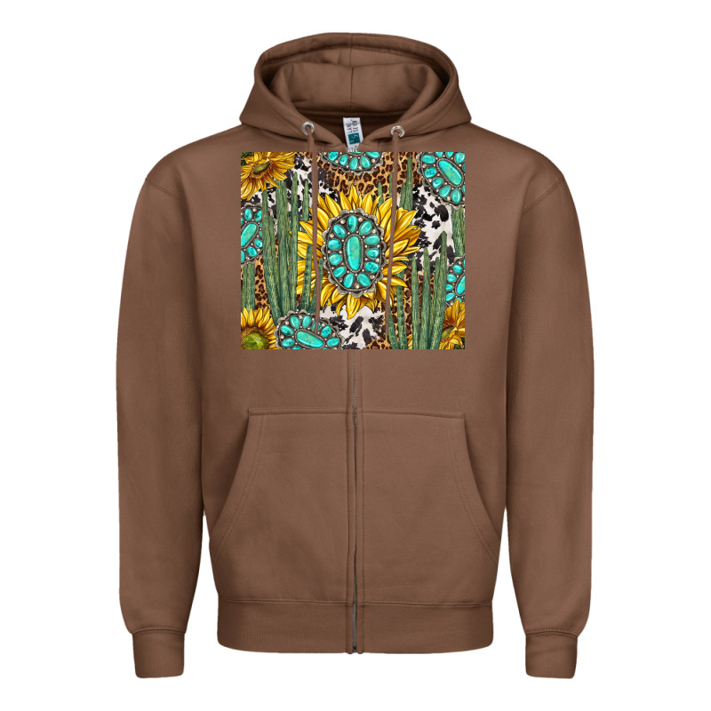 Western Cactus With Sunflowers And Turquoise Tumbler Tbs Zipper Hoodie by TumblerDesignByShophia | Teevron