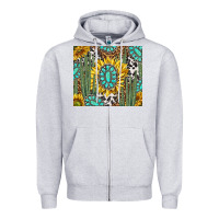 Heather Grey western cactus with sunflowers and turquoise tumbler tbs Zipper Hoodie - TumblerDesignByShophia