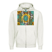 Oatmeal Heather western cactus with sunflowers and turquoise tumbler tbs Zipper Hoodie - TumblerDesignByShophia