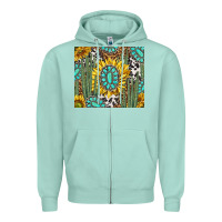 Seafoam western cactus with sunflowers and turquoise tumbler tbs Zipper Hoodie - TumblerDesignByShophia