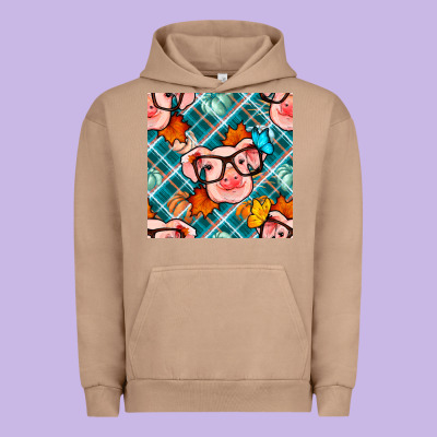 Fall Pig Seamless Pattern Urban Hoodie Designed By Bundleandbundleshop