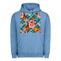 Pigment Pebble Blue fall pig seamless pattern Urban Hoodie - BundleAndBundleShop