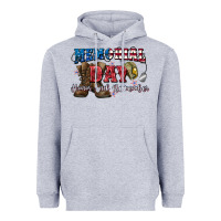 Heather Grey Memorial day honor ans remember Heavyweight Hoodie - CowGirlArtShop
