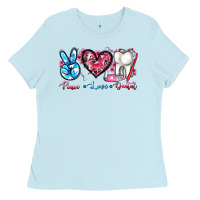 Baby Blue peace love dental Ladies Tee - AdoDesignShop