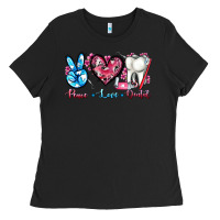 Black peace love dental Ladies Tee - AdoDesignShop