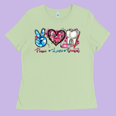 Peace Love Dental Ladies Tee Designed By Adodesignshop