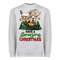 Heather Grey have a llamazing christmas alpaca head Heavyweight Sweatshirt - LillyAllenDesigns