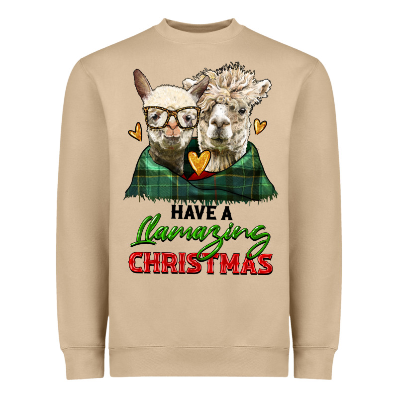 Have A Llamazing Christmas Alpaca Head Heavyweight Sweatshirt by LillyAllenDesigns | Teevron