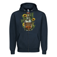 Navy Western whiskey bottle Zipper Hoodie - HowdyJamesFarm