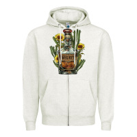 Oatmeal Heather Western whiskey bottle Zipper Hoodie - HowdyJamesFarm