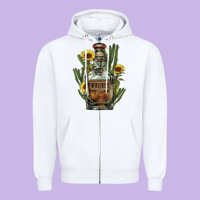 Western Whiskey Bottle Zipper Hoodie Designed By Howdyjamesfarm