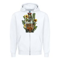 White Western whiskey bottle Zipper Hoodie - HowdyJamesFarm