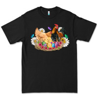 Black easter coop animals farm chicken chiks rooster flowers butterfly Premium Tee - Artiststas