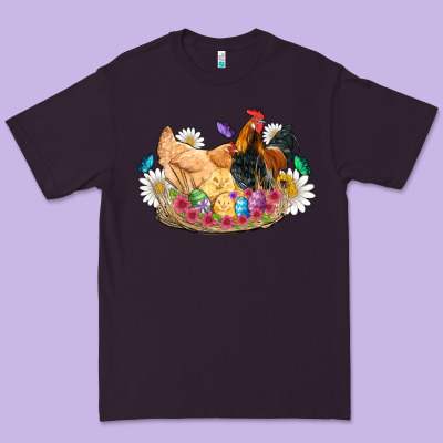 Easter Coop Animals Farm Chicken Chiks Rooster Flowers Butterfly Premium Tee Designed By Artiststas