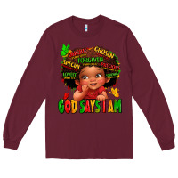 Burgundy god says i am juneteenth kid Long Sleeve Tee - LillyAllenDesigns