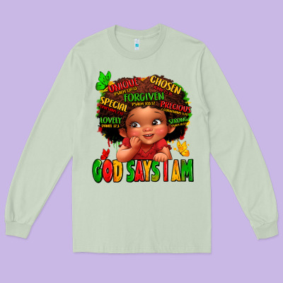 God Says I Am Juneteenth Kid Long Sleeve Tee Designed By Lillyallendesigns
