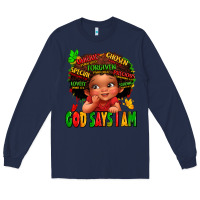Navy god says i am juneteenth kid Long Sleeve Tee - LillyAllenDesigns