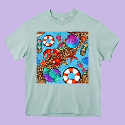 Summer With Leopard Seamless Pattern Heavy Core Tee Designed By Bundleandbundleshop