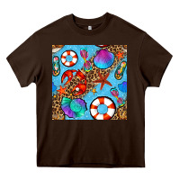 Chocolate Brown summer with leopard seamless pattern Heavy Core Tee - BundleAndBundleShop
