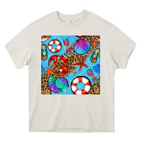Cream summer with leopard seamless pattern Heavy Core Tee - BundleAndBundleShop